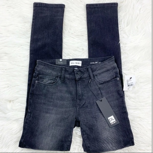 𝅺DL1961 Chloe Moto Skinny Jeans Girl 14 Torque - Picture 1 of 7
